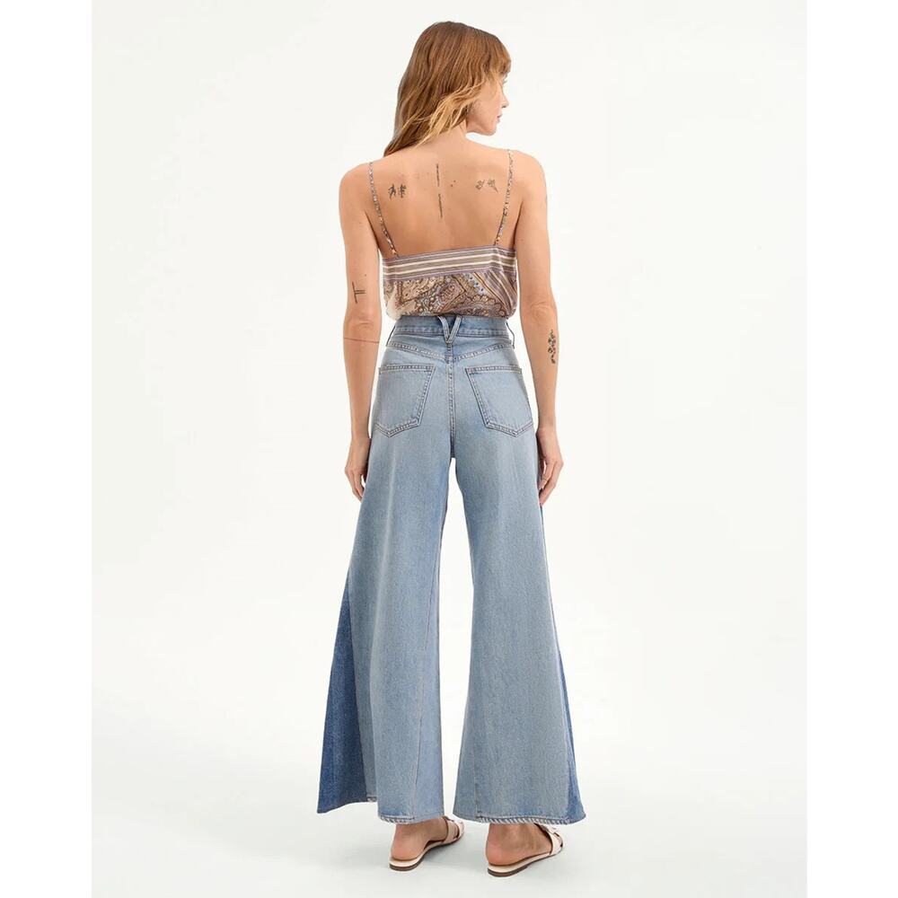 NWT Veronica Beard Vicki Patchwork Wide-Leg Jean Sz 28 Wanderer Undone #9M511 - Picture 4 of 12